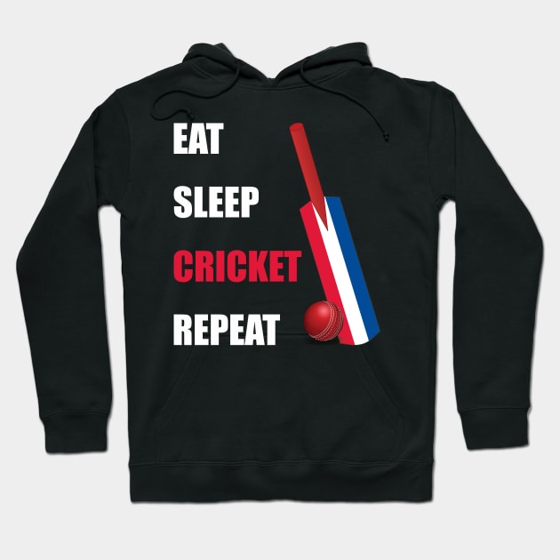 Eat Sleep Cricket Repeat Netherlands Flag Cricket Bat Hoodie by DPattonPD